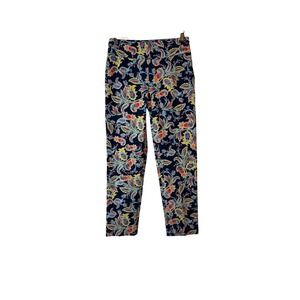 NWT New Directions Petite‎ Slim Leg Pants Women's 4P Paisley Print Navy Blue